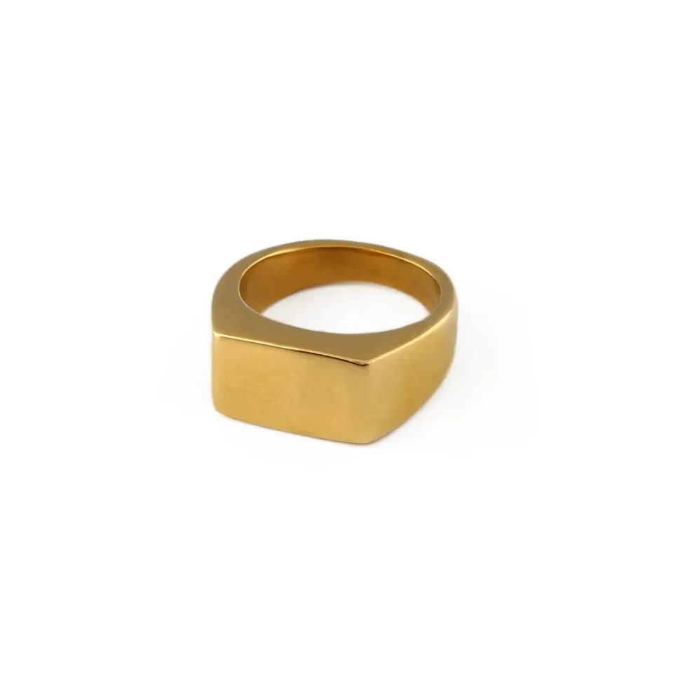 Orelia Chunky Signet ring guld S/M med gravering