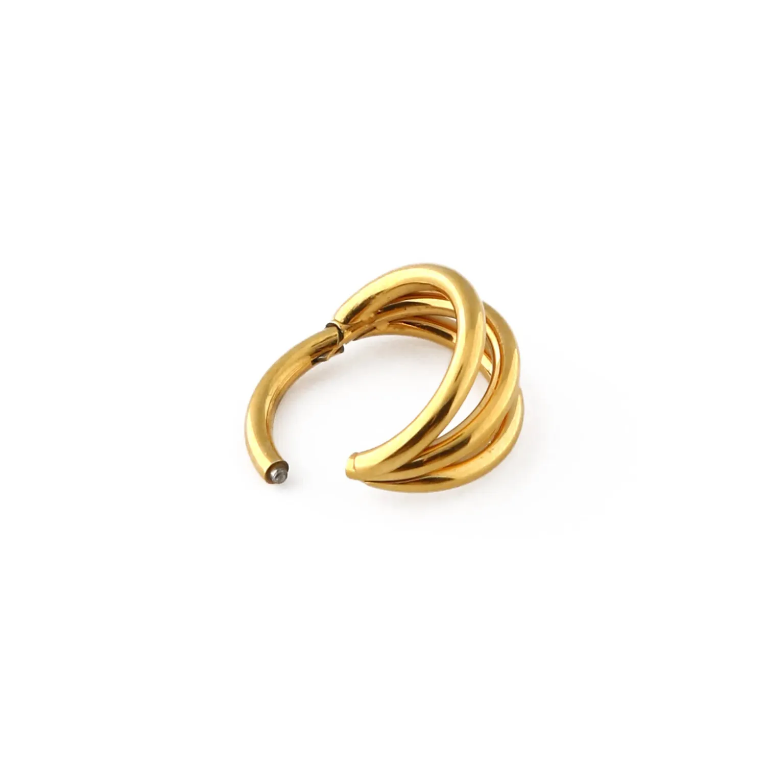 Orelia Triple Row Clicker Hoop 8mm øreringe guld
