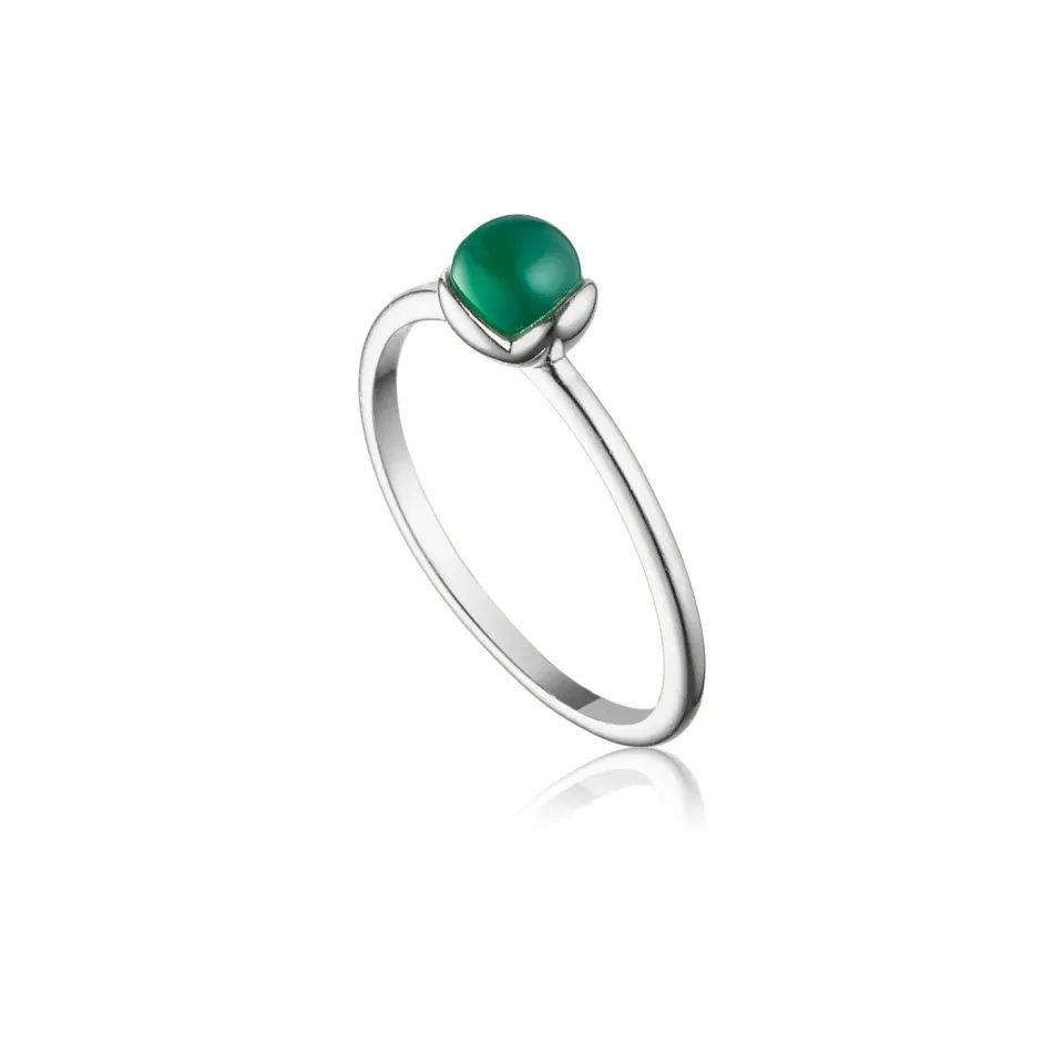 Bykjaergaard Glory ring sølv grøn onyx str. 52