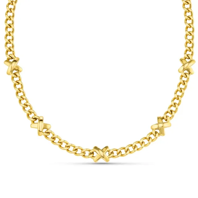 Orelia LUXE Chunky Stationed Cross halskæde forgyldt