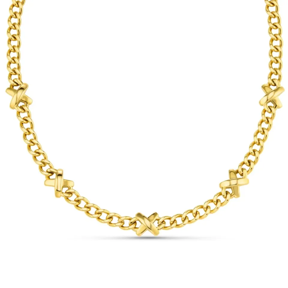 Orelia LUXE Chunky Stationed Cross halskæde forgyldt