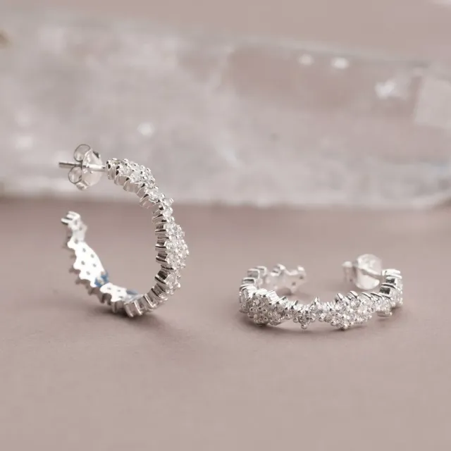 Sisi Copenhagen Clair sølv creoler zirkonia 20 mm par