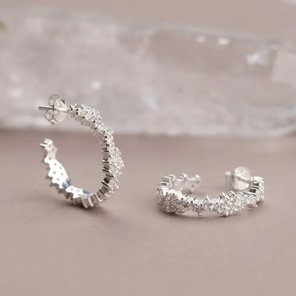 Sisi Copenhagen Clair sølv creoler zirkonia 20 mm par