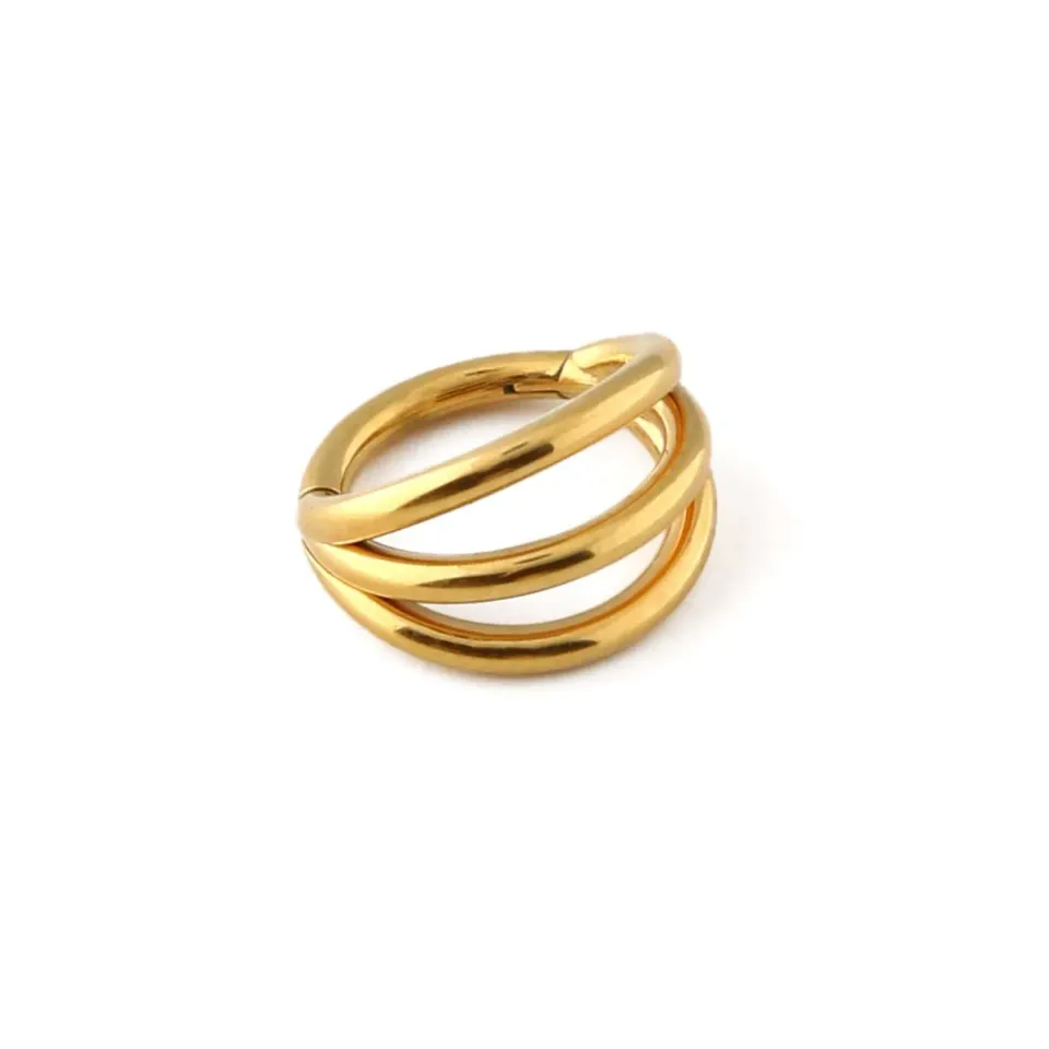 Orelia Triple Row Clicker Hoop 8mm øreringe guld