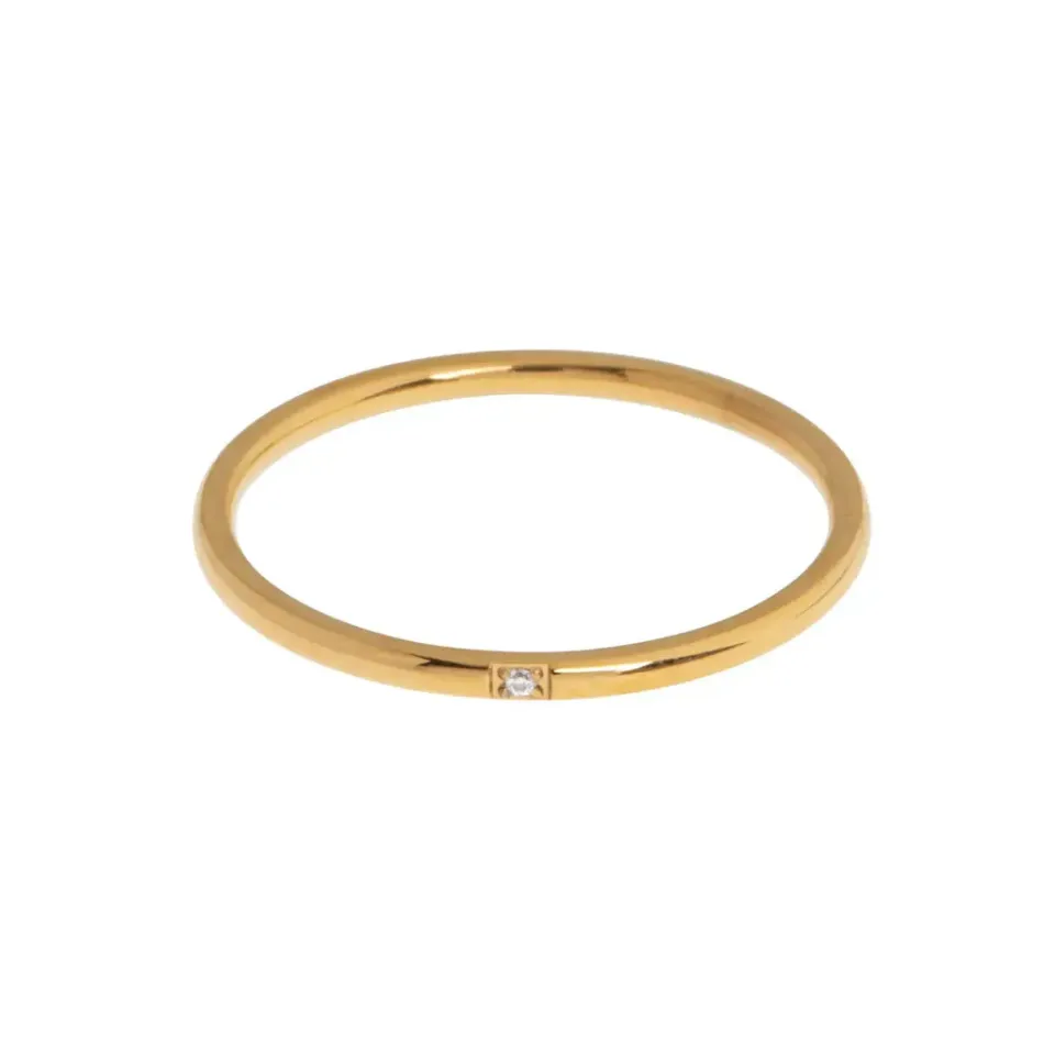 TIMI OF SWEDEN Evi ring krystal guld str. 17 stål