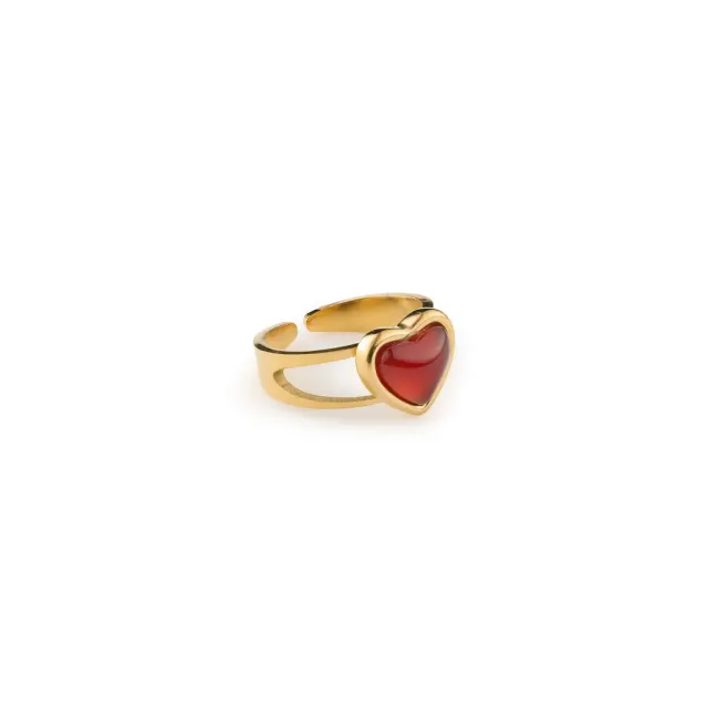 TIMI OF SWEDEN Sonja jelly heart ring guld justerbar
