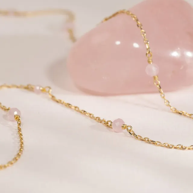 Sisi Copenhagen Isabella halskæde rosa jade guld