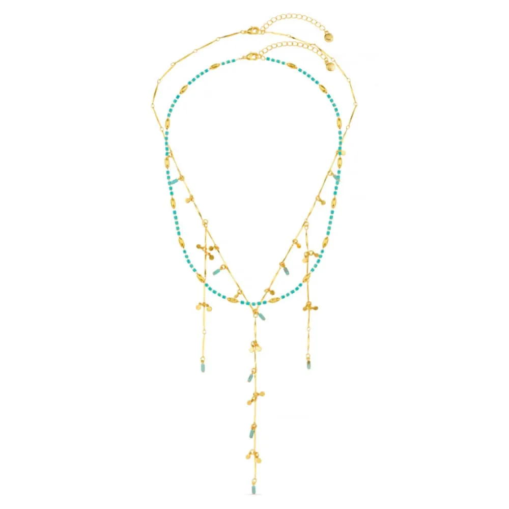 Orelia Turquoise Fringe lariat halskæde guld turkis