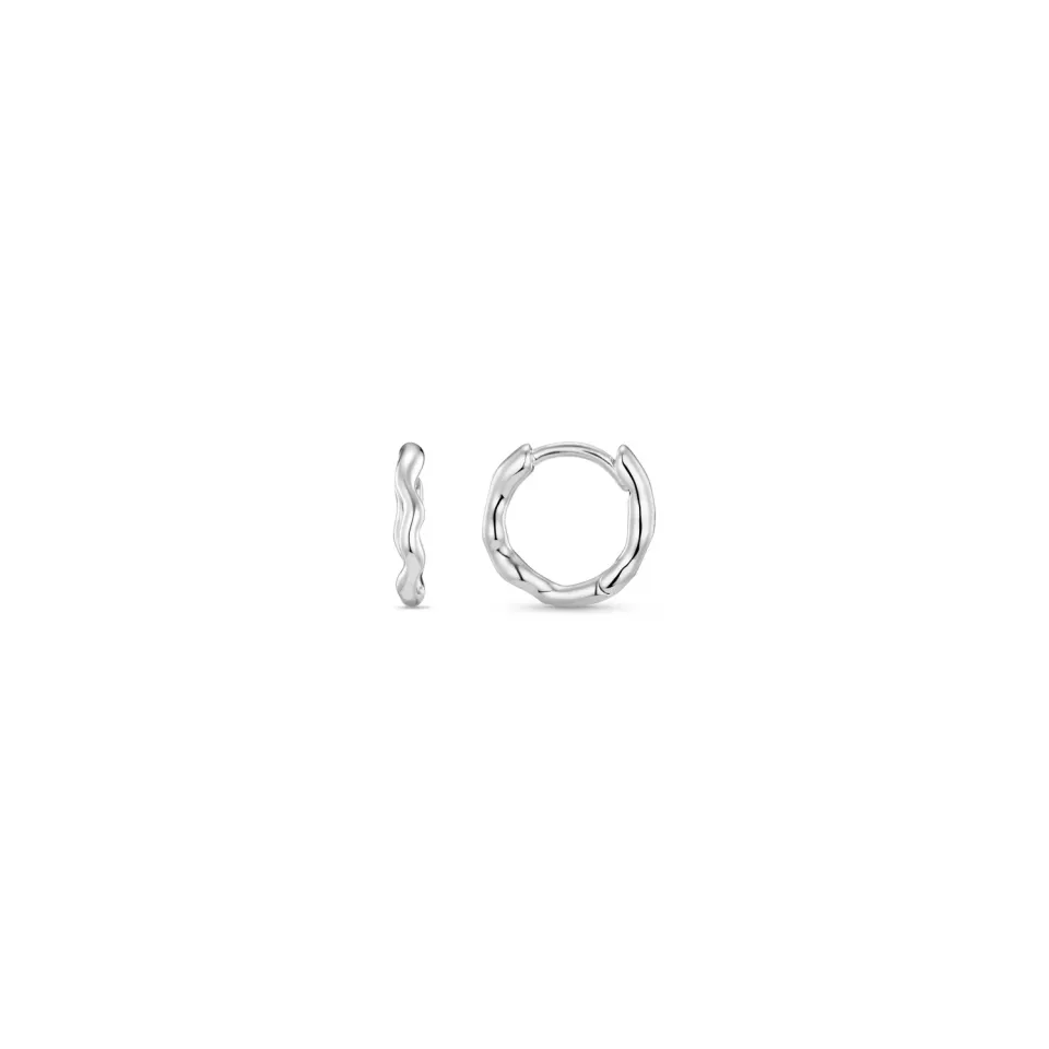 Orelia Organic Round Wave huggie hoops sølv