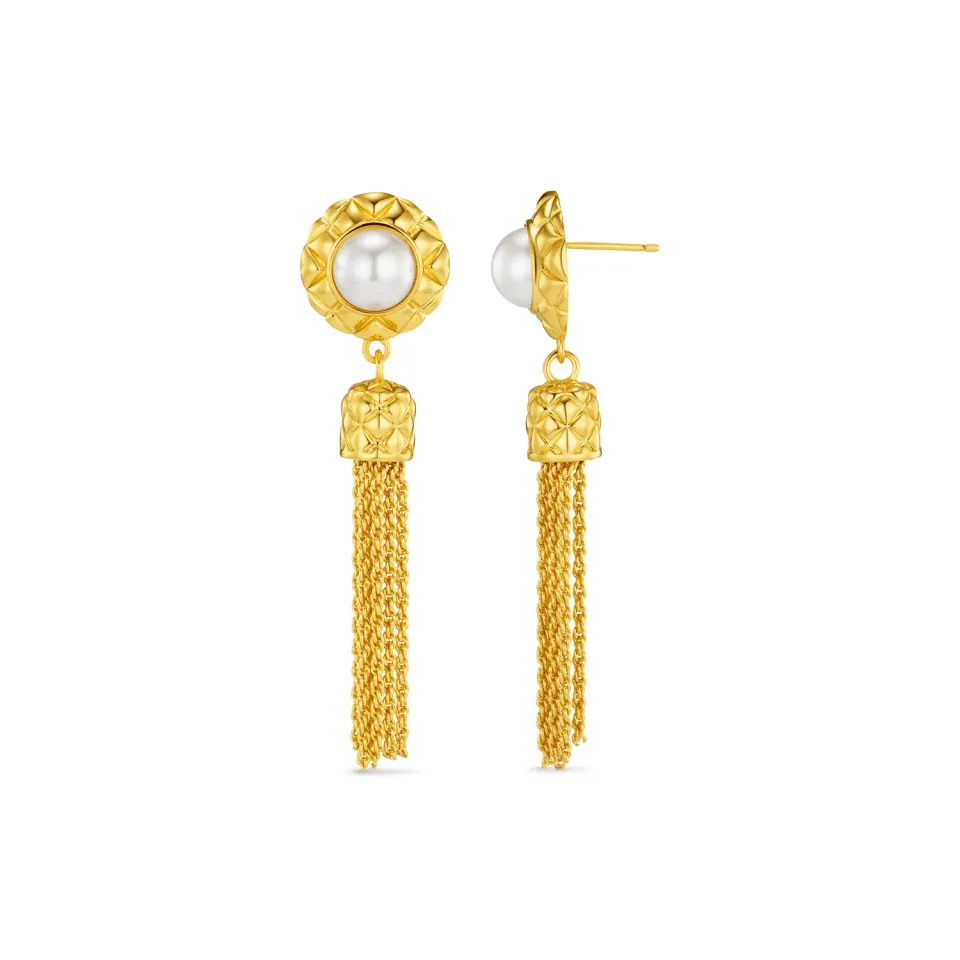 Orelia Pearl & Quilt Tassel øreringe guld kvast