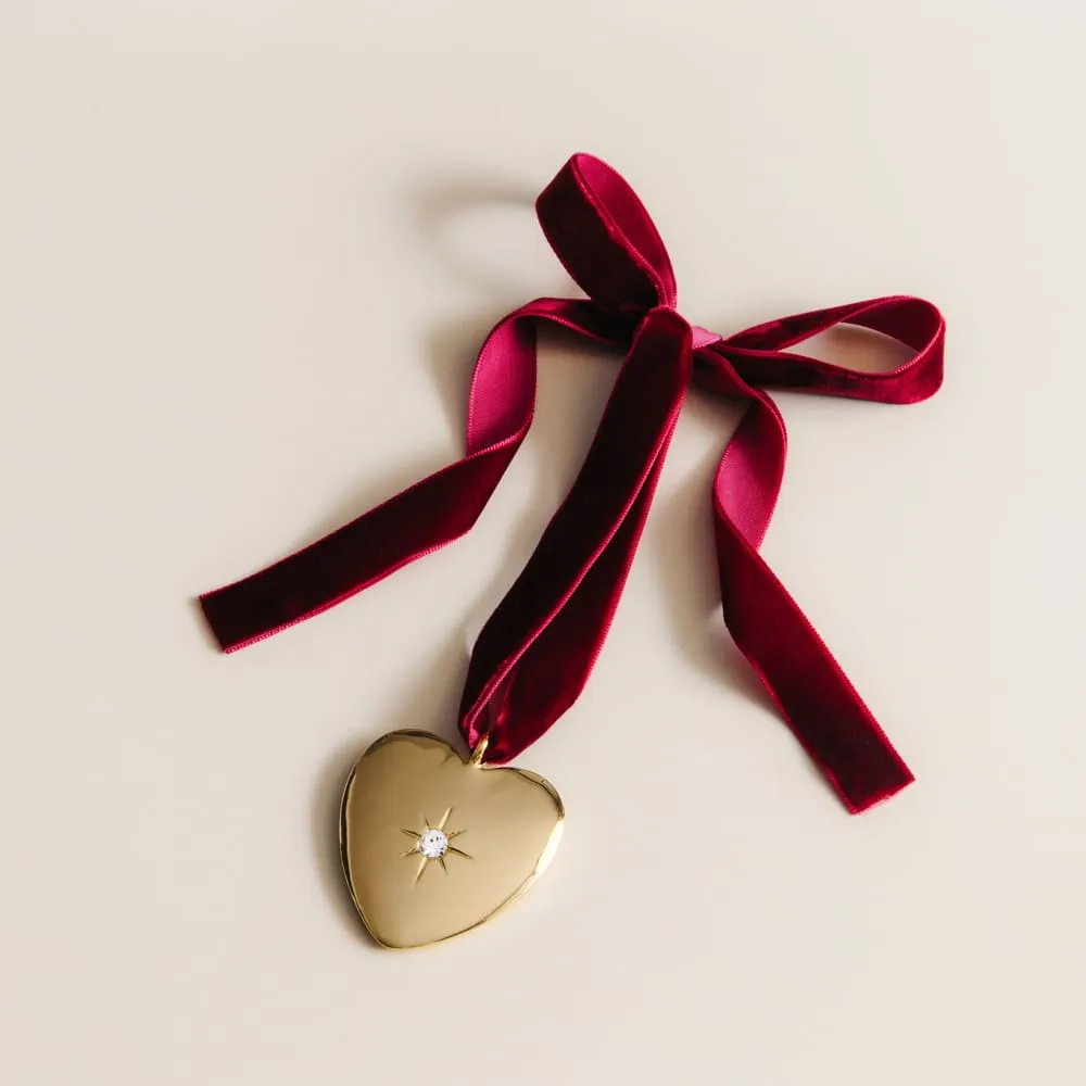 Orelia Crystal Heart Julepynt bordeaux fløjl