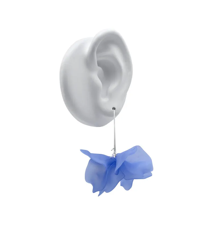 Wos Petal øreringe blå sølv 6 cm