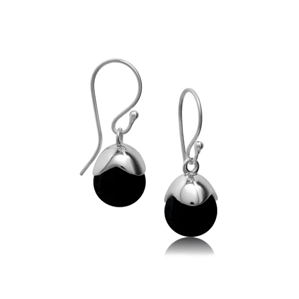 Bykjaergaard Glory øreringe sølv sort onyx 10 mm