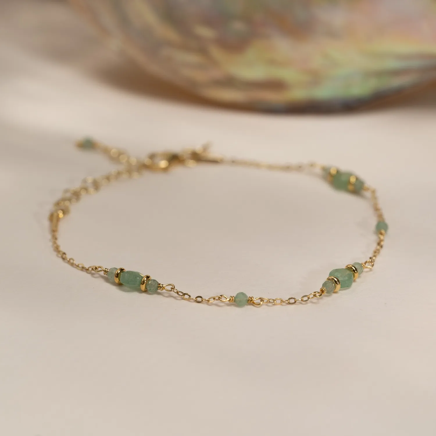 Sisi Copenhagen Cordelia Green Aventurine armbånd forgyldt