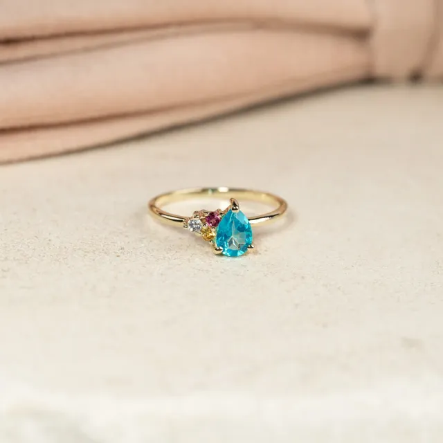 Sisi Copenhagen Gyda Paraiba ring guld topas str 50-62