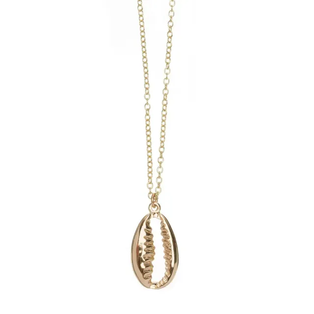 TIMI OF SWEDEN Cowrie Shell halskæde lang 70 cm guld