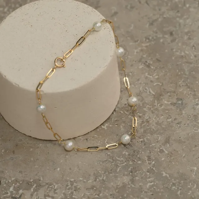 Sisi Copenhagen Alma Pearl armbånd massivt guld perler