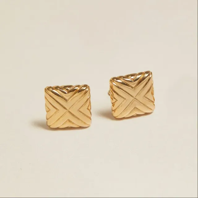 Orelia Vintage Box Stud clip-on øreringe guld