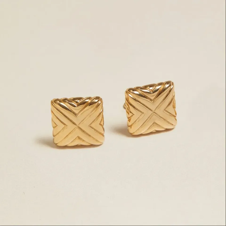 Orelia Vintage Box Stud clip-on øreringe guld