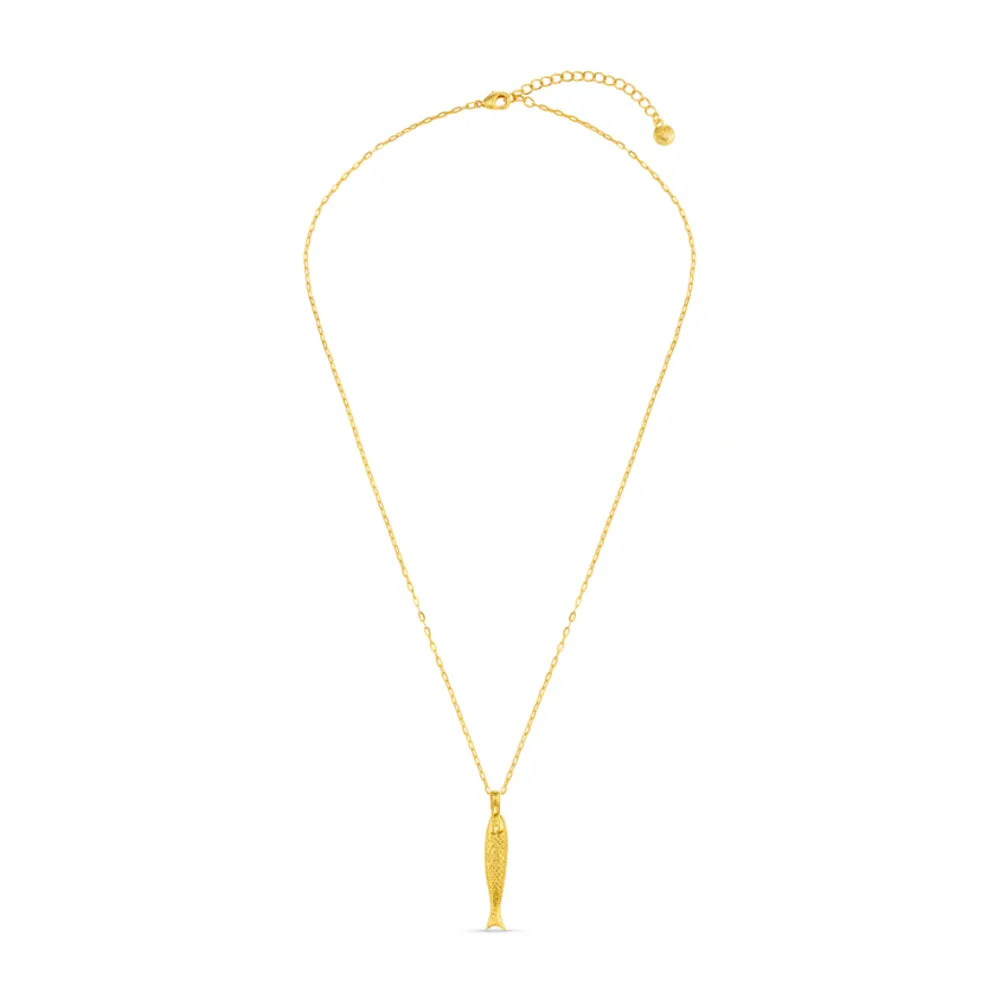 Orelia Textured Fish Charm halskæde guld med fiskevedhæng