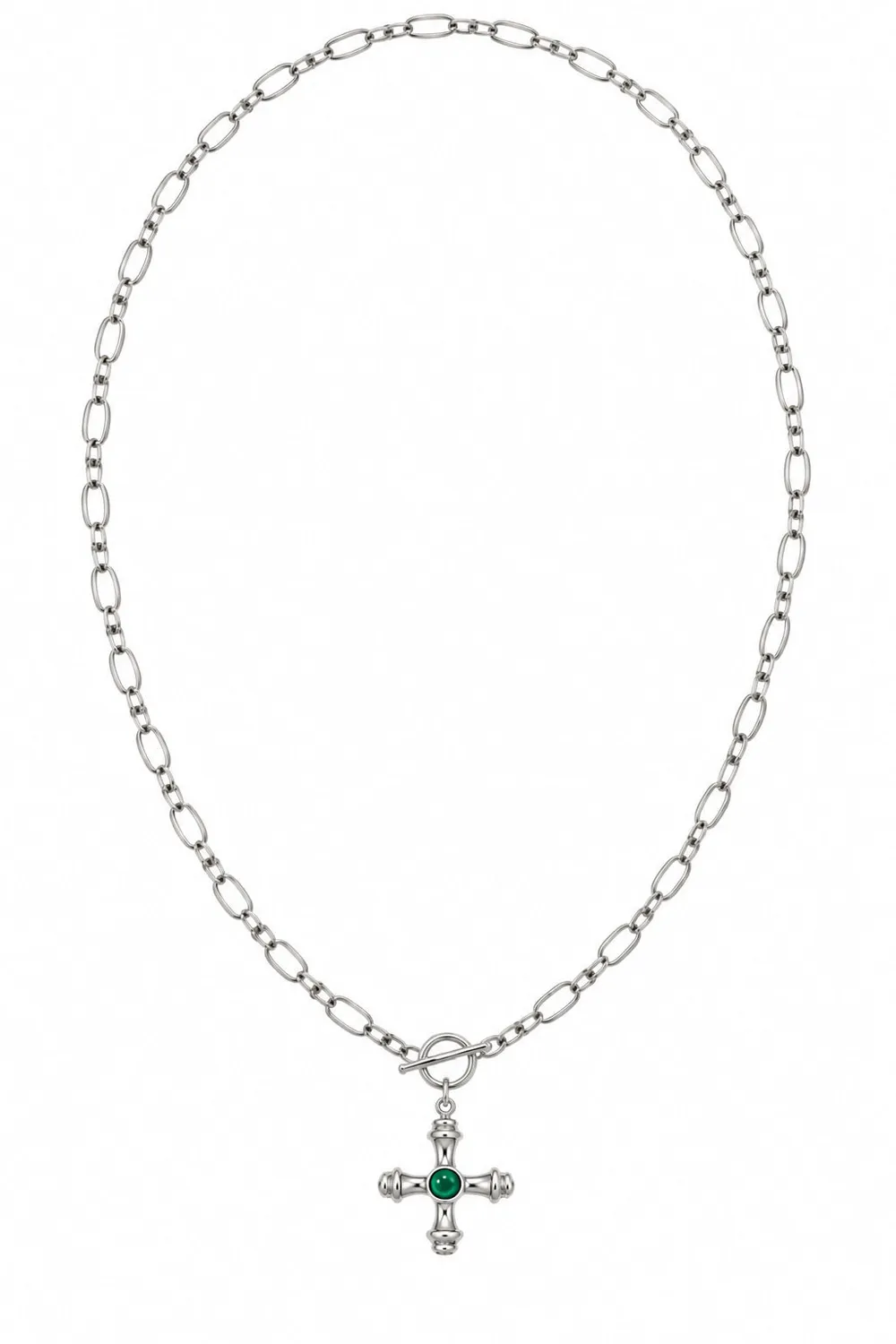 Wos Maria Necklace halskæde sølv 90 cm grøn zirkon
