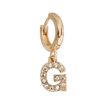 TIMI OF SWEDEN Crystal Letter hoop ørering forgyldt