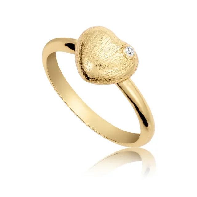 Bykjaergaard Divine ring hjerte zirkonia forgyldt str. 52