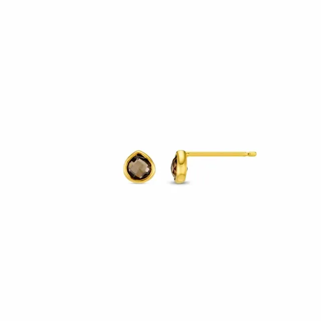Orelia LUXE Smokey Quartz studs øreringe guld