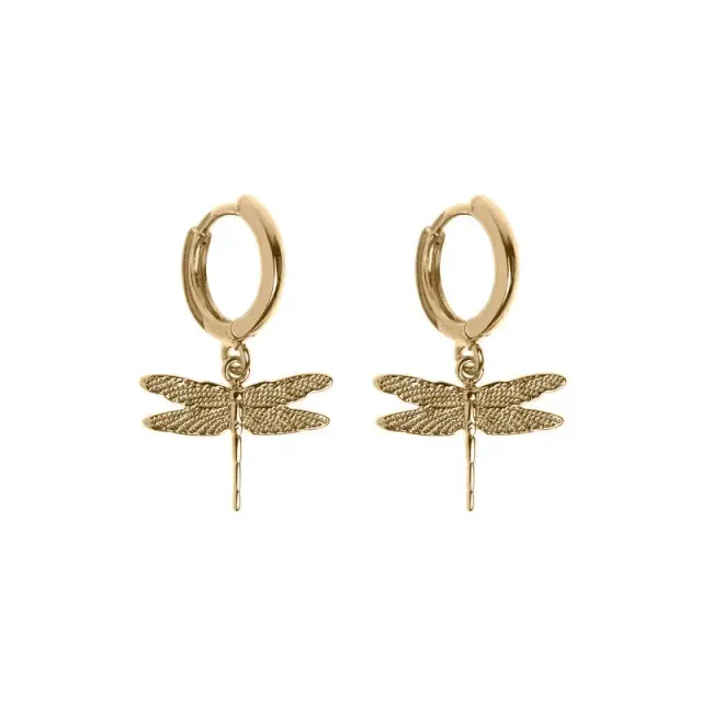 TIMI OF SWEDEN Dragonfly Small hoop øreringe forgyldt