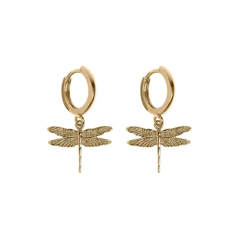 TIMI OF SWEDEN Dragonfly Small hoop øreringe forgyldt
