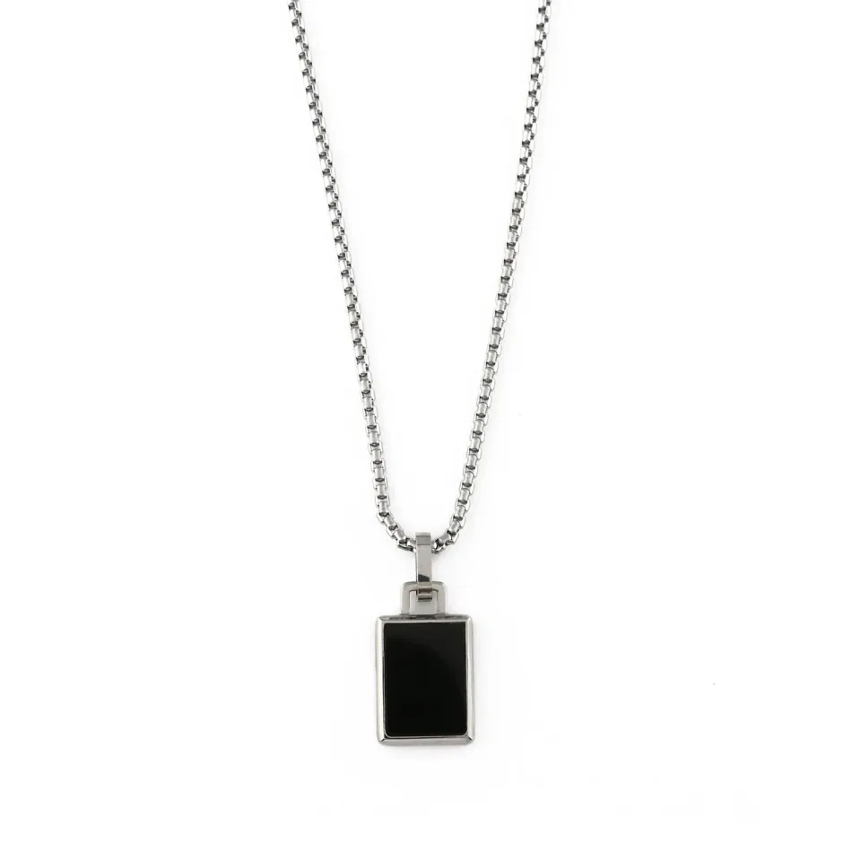Orelia Black Onyx Tag halskæde sølv med onyx