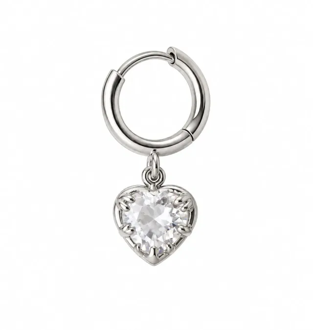 Wos Veja Crystal single ørering sølv glashjerte