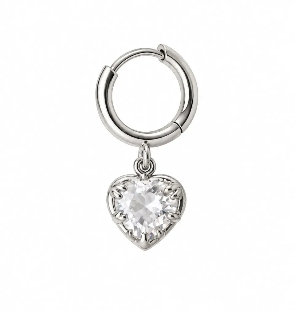 Wos Veja Crystal single ørering sølv glashjerte