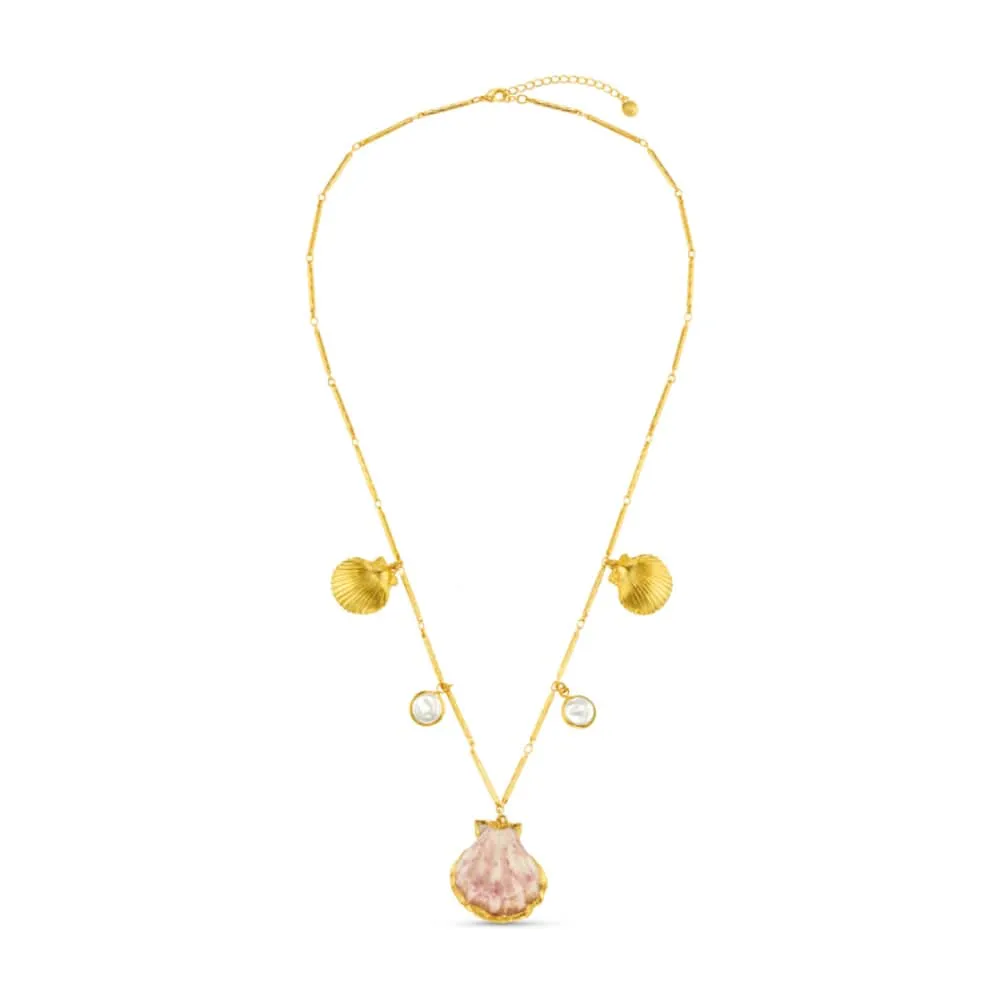 Orelia Mixed Shell & Pearl charm halskæde guld