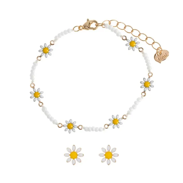 TIMI OF SWEDEN Daisy smykkesæt øreringe + armbånd emalje