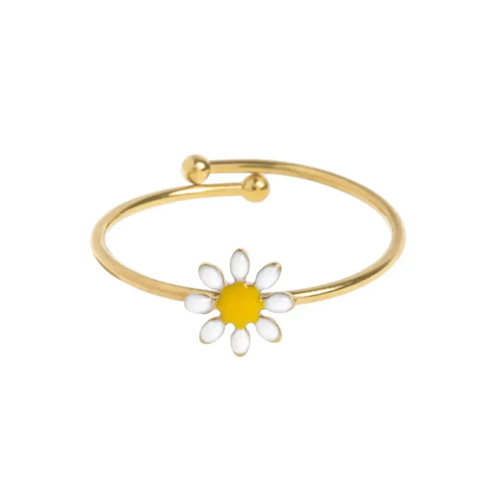 TIMI OF SWEDEN Doris Daisy ring rustfrit stål guld emalje