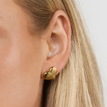 Timi of Sweden Suvy Ribbed Heart ørestikker guld vandtæt