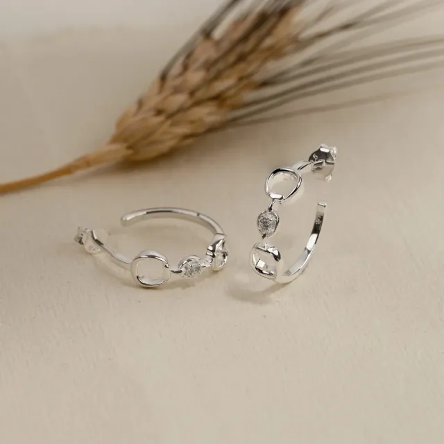 Sisi Copenhagen Sigge Crystal creol øreringe sølv 20 mm