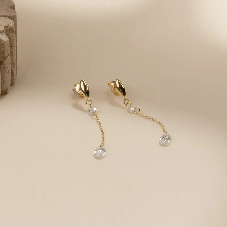 Sisi Copenhagen Lyra Crystal Golden Drop øreringe forgyldt zirkonia