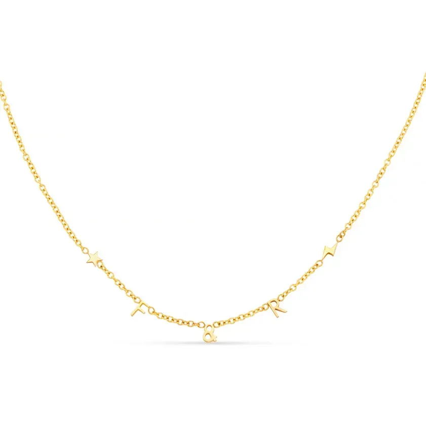 Orelia Personalised Initial & Cosmic Charm halskæde guld