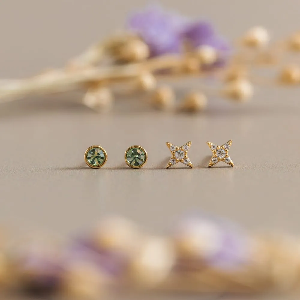 Orelia Mixed Pavé Stud Hoop øreringesæt guld 6 stk