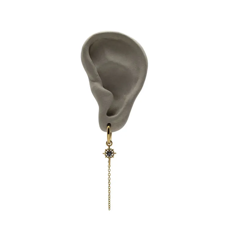 Wos WOS UP Indra single ørering guld sort kæde