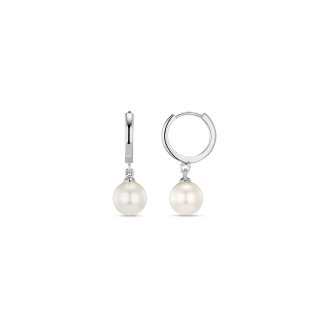 Orelia Pearl Drop Huggie Hoop øreringe sølv perle