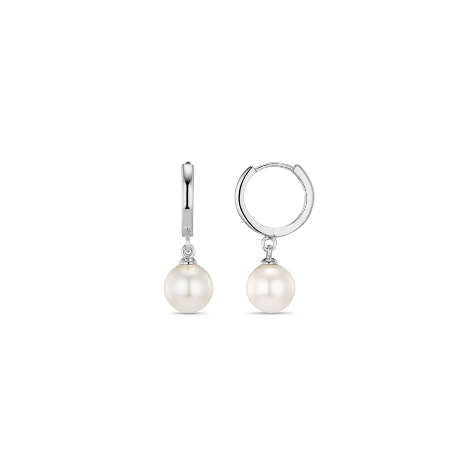 Orelia Pearl Drop Huggie Hoop øreringe sølv perle