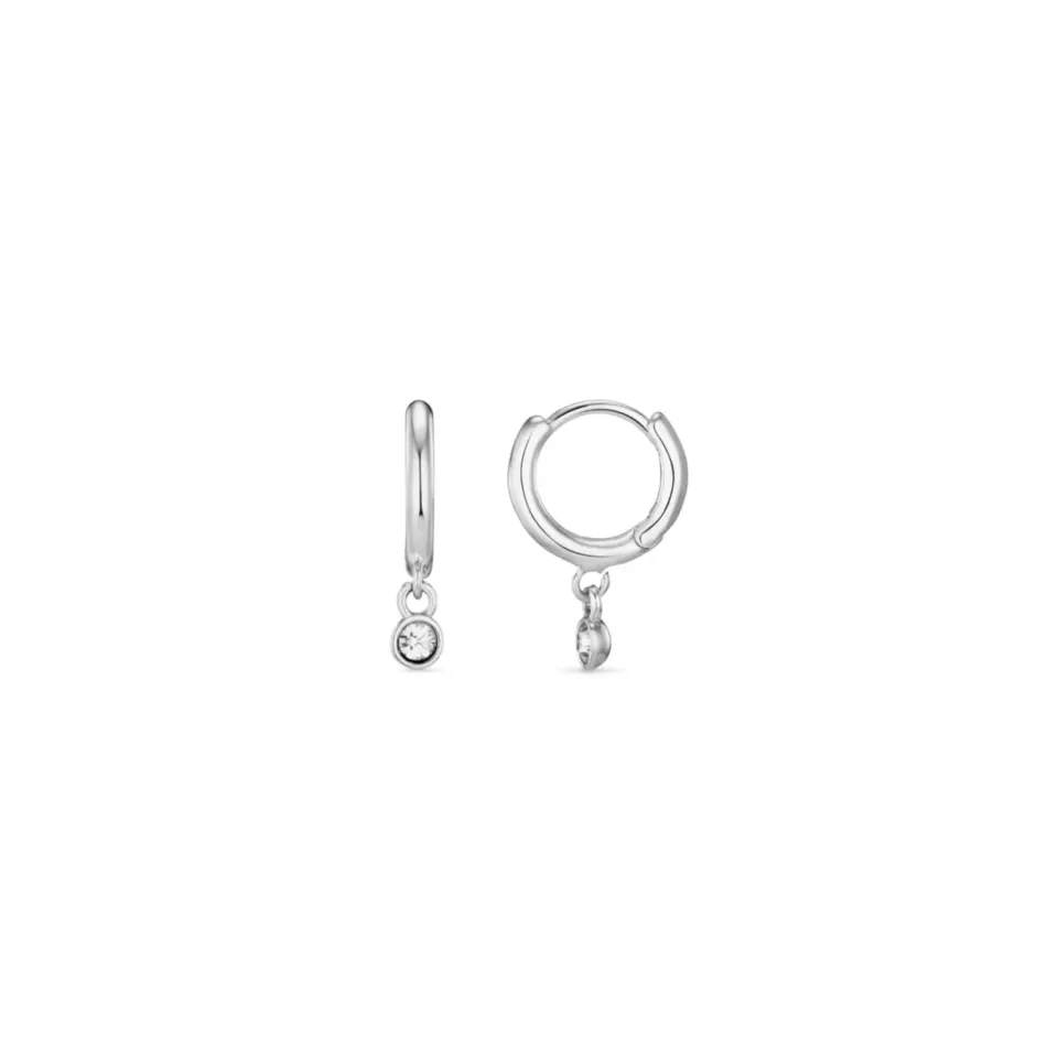 Orelia Mini Crystal Drop Micro Hoop øreringe sølv Swarovski