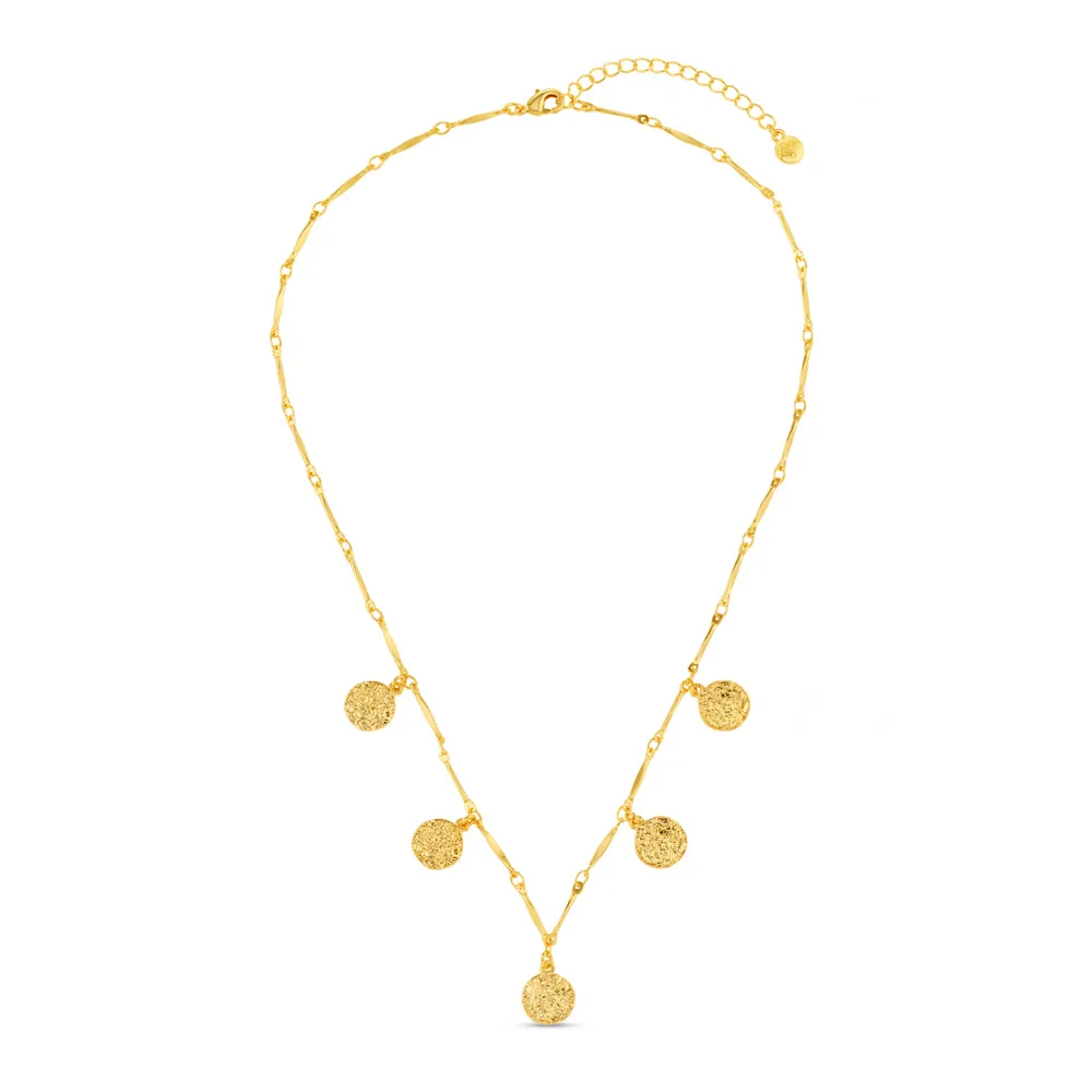 Orelia Mini Molten Coin Charm Necklace halskæde guld