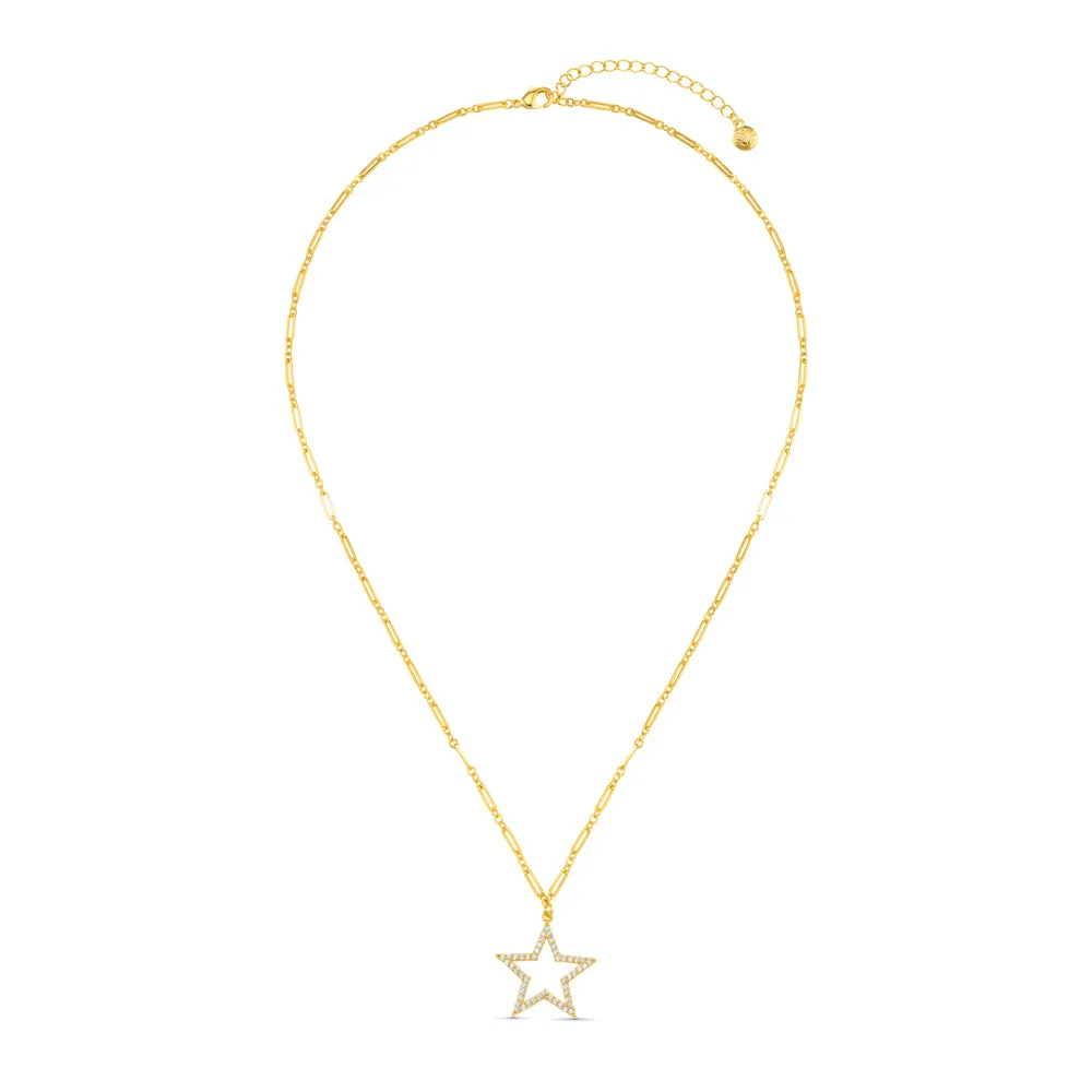 Orelia Crystal Cut-Out Star halskæde forgyldt
