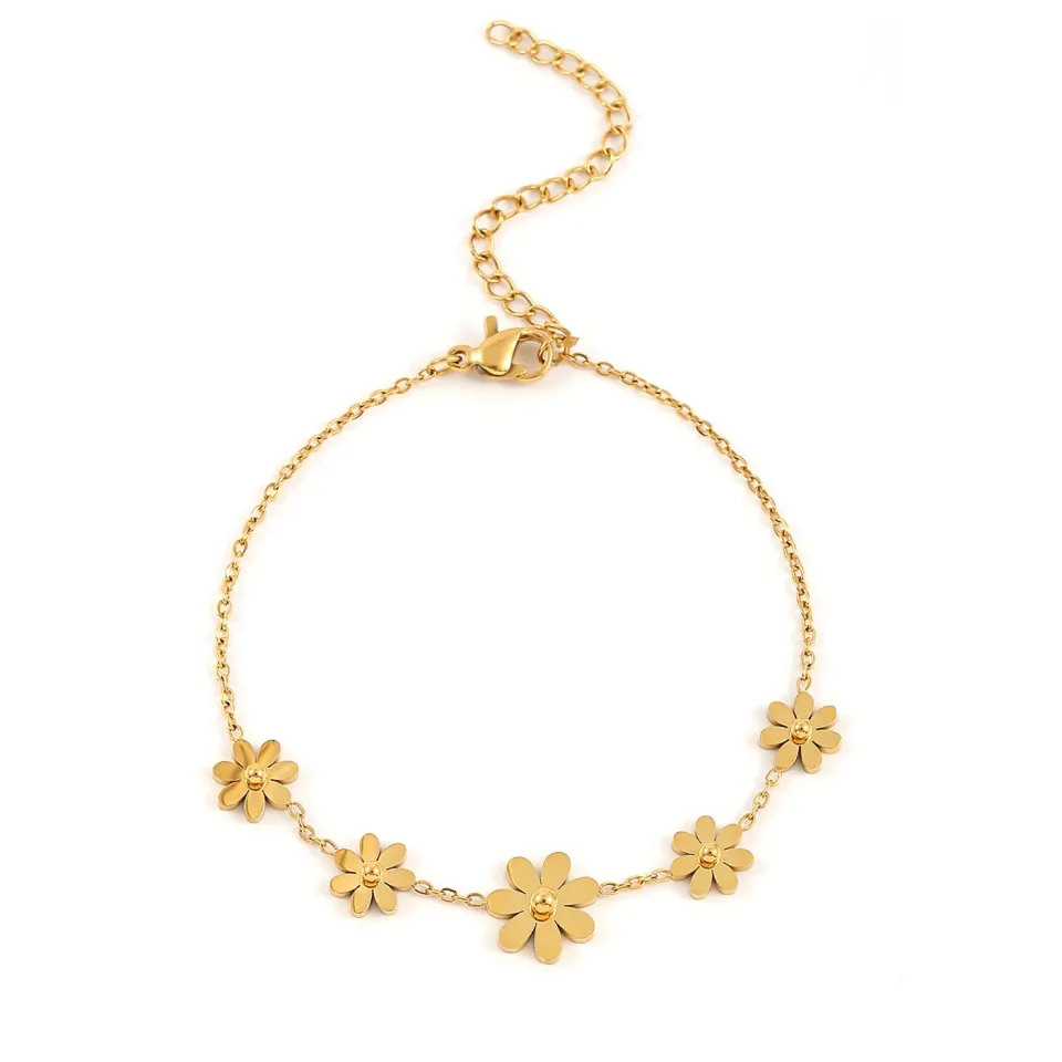 TIMI OF SWEDEN Fay armbånd blomster guld rustfrit stål