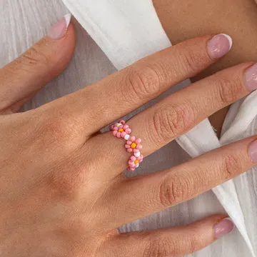 TIMI OF SWEDEN Elsa Flower Bead ring blomster justerbar