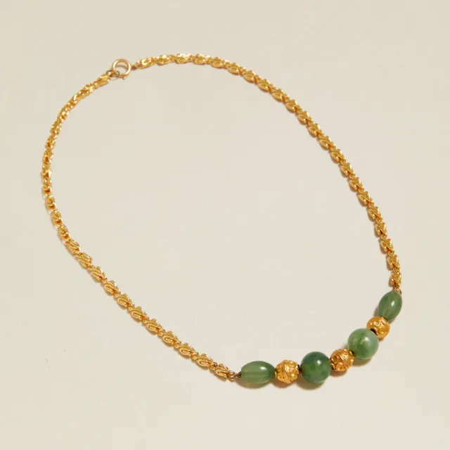 Orelia Vintage Green Bead Chain halskæde grønne perler guld